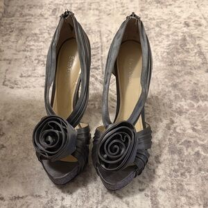 Enzo Angiolini Silver Satin Pumps